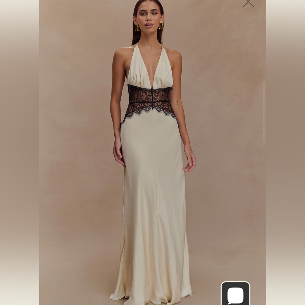 Meshki Dinah
Lace And Satin Maxi Dress - Black/Ivory